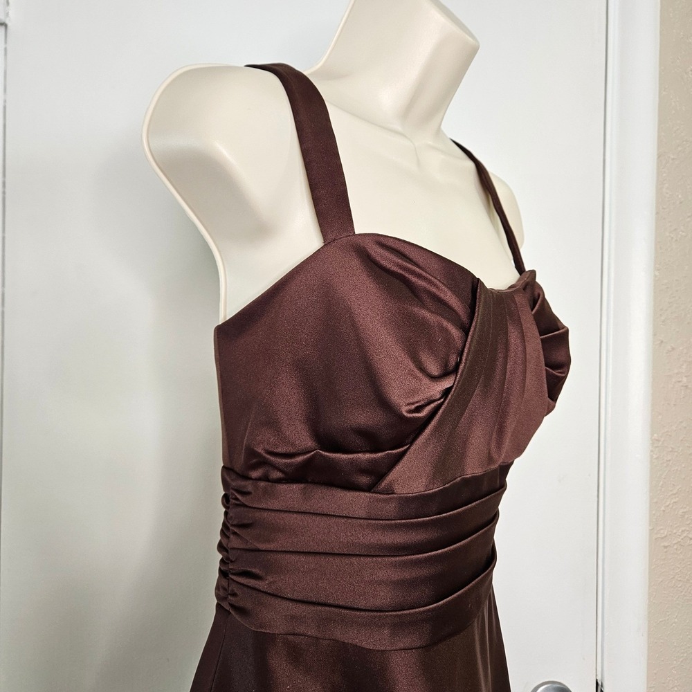 Alfred Angelo Brown Satin A-Line Prom Dress - Picture 3 of 11